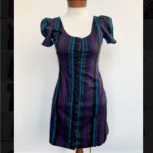 Betsey Johnson Black and Purple Striped Mini Dress